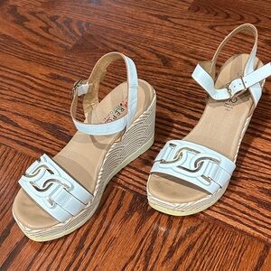 Stylish White Wedge Sandals